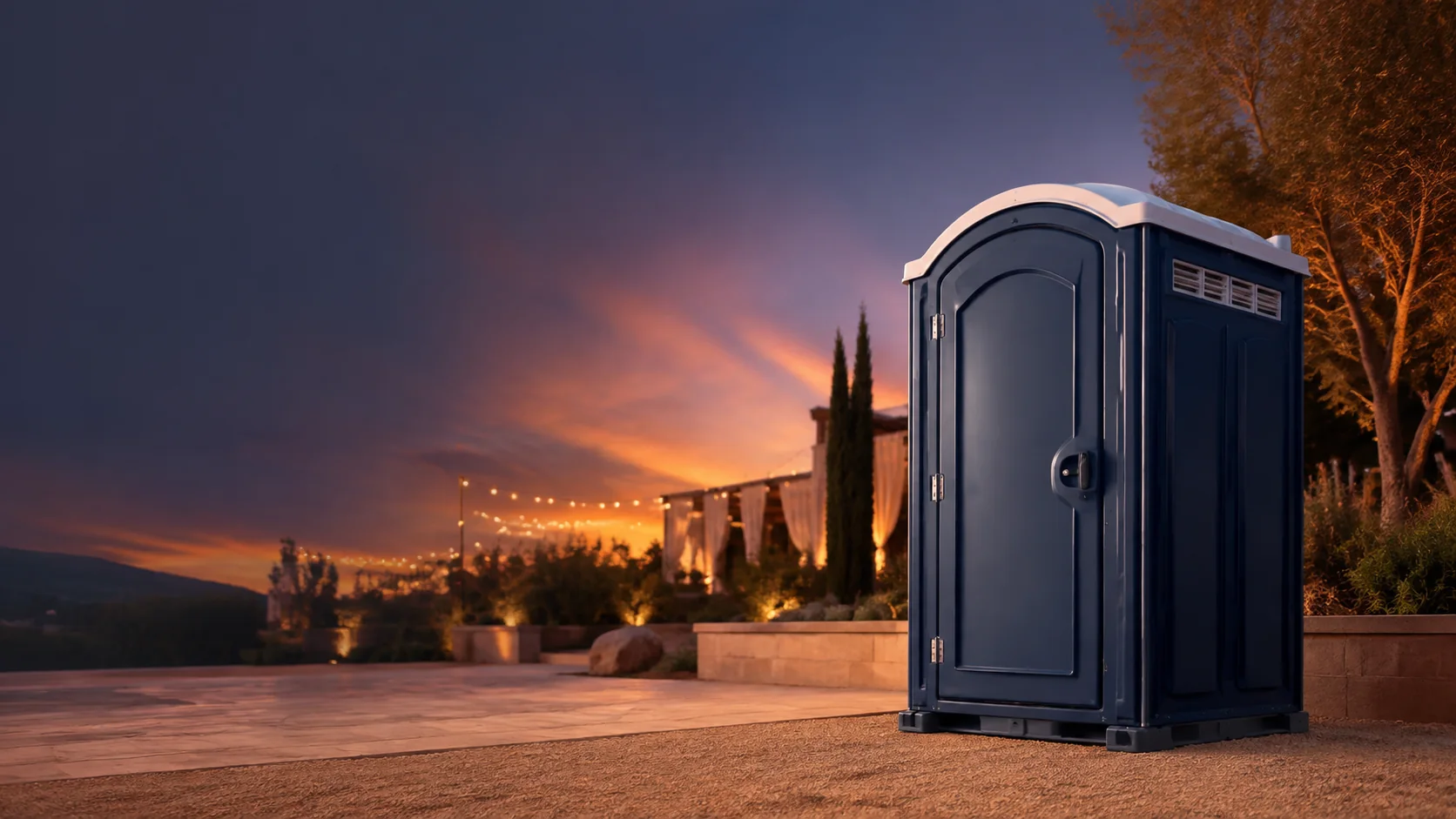 Portable restroom shown for rental planning in Flint, MI